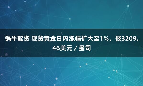 锅牛配资 现货黄金日内涨幅扩大至1%，报3209.46美元／盎司